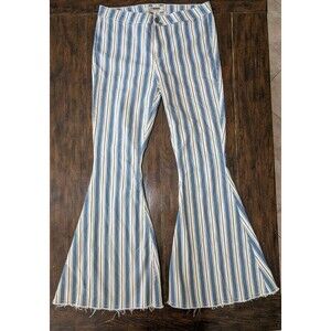 Rock & Roll Denim Bargain Button Bell Jeans 32 Striped Western Coastal Cowgirl